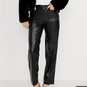 Old Navy Black OG Loose Faux Leather Pants Size 16